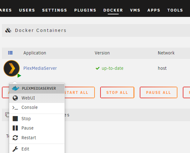 docker plex media server